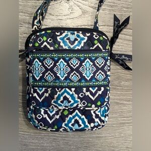 Vera Bradley Ink Blue Mini Hipster Crossbody Bag Pockets Cellphone Travel